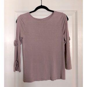 Loft Blush Three Quarter Length Tie Sleeve Top